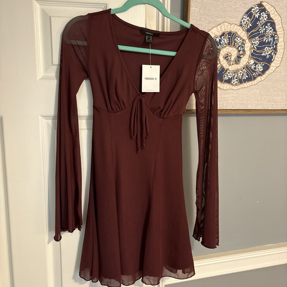 Forever 21 Deep Red Long Sleeve Dress